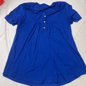 Blue Relaxed Short Sleeve Blouse